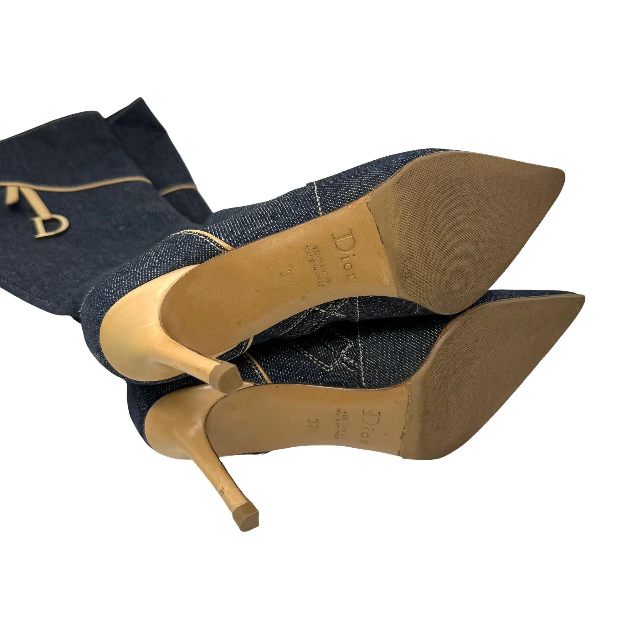 Dior Denim Logo Boots