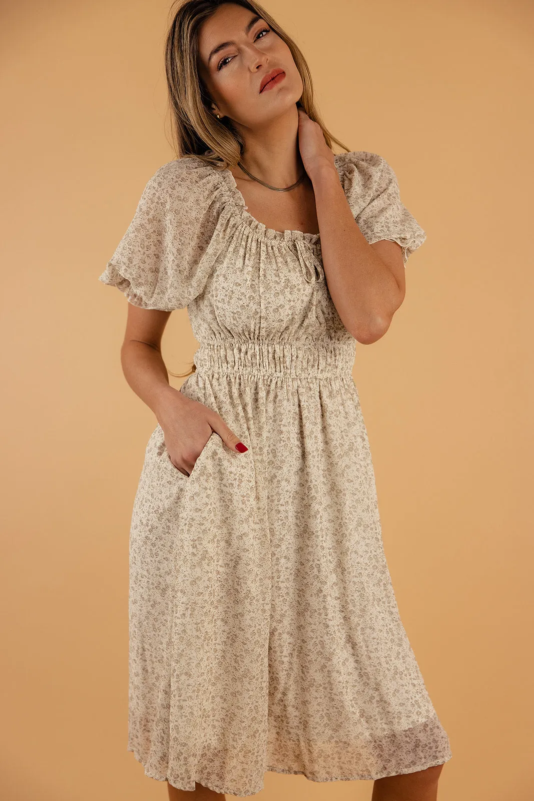 Don’t Say Maybe Puff Sleeve Midi