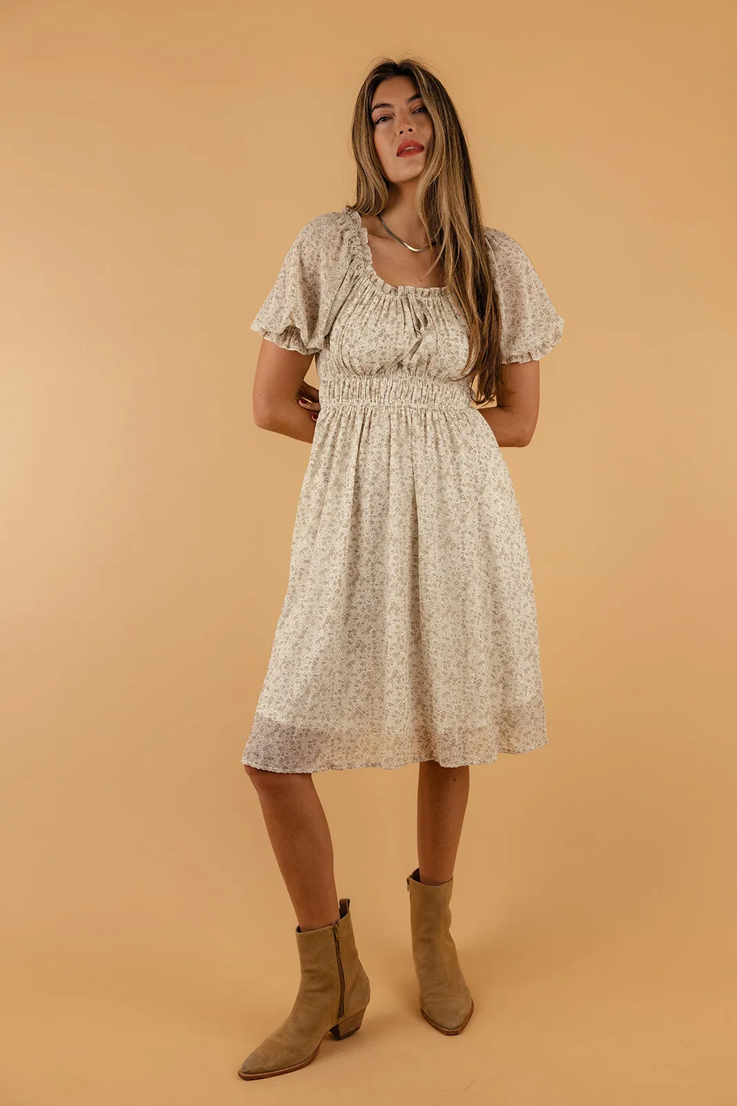 Don’t Say Maybe Puff Sleeve Midi