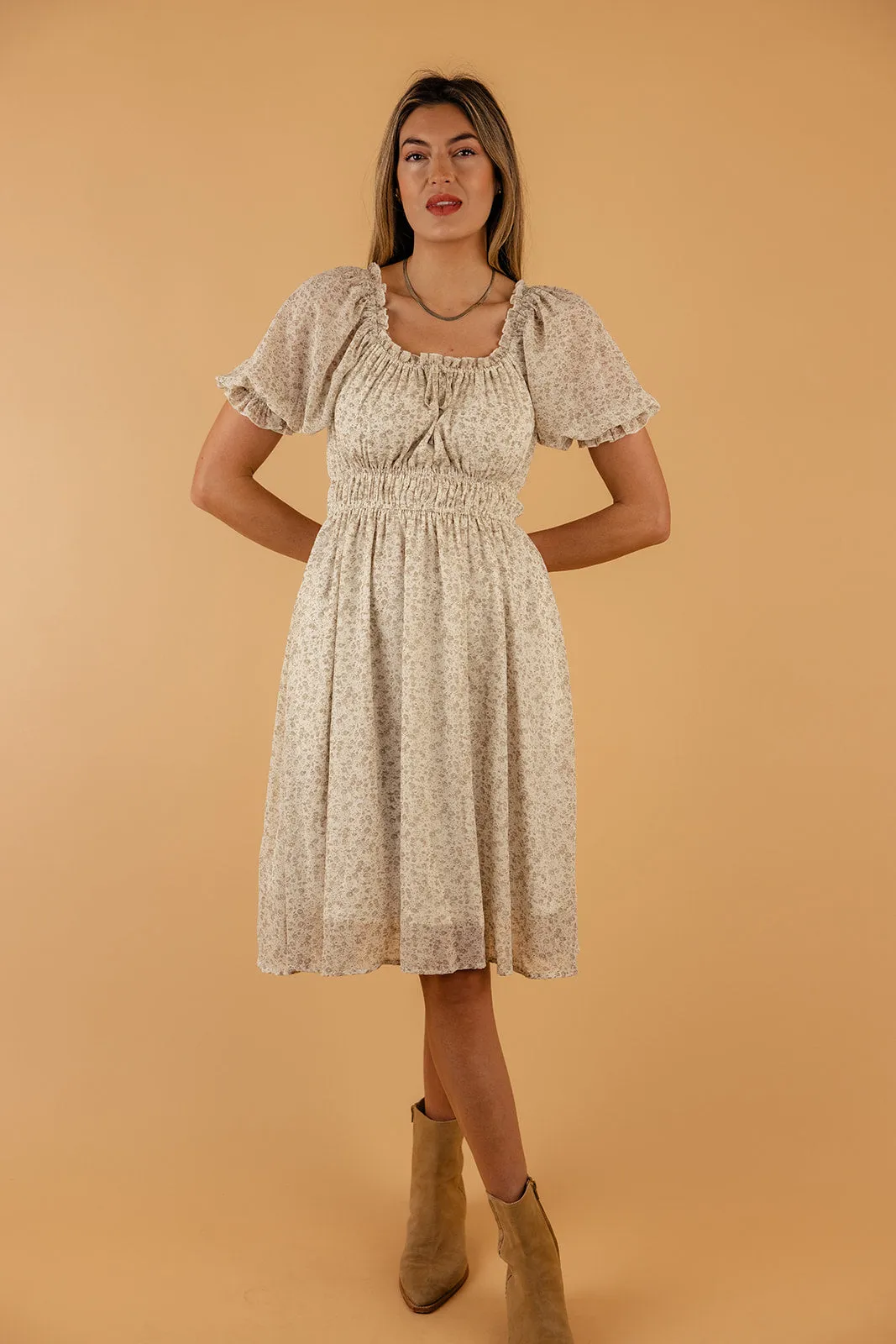 Don’t Say Maybe Puff Sleeve Midi