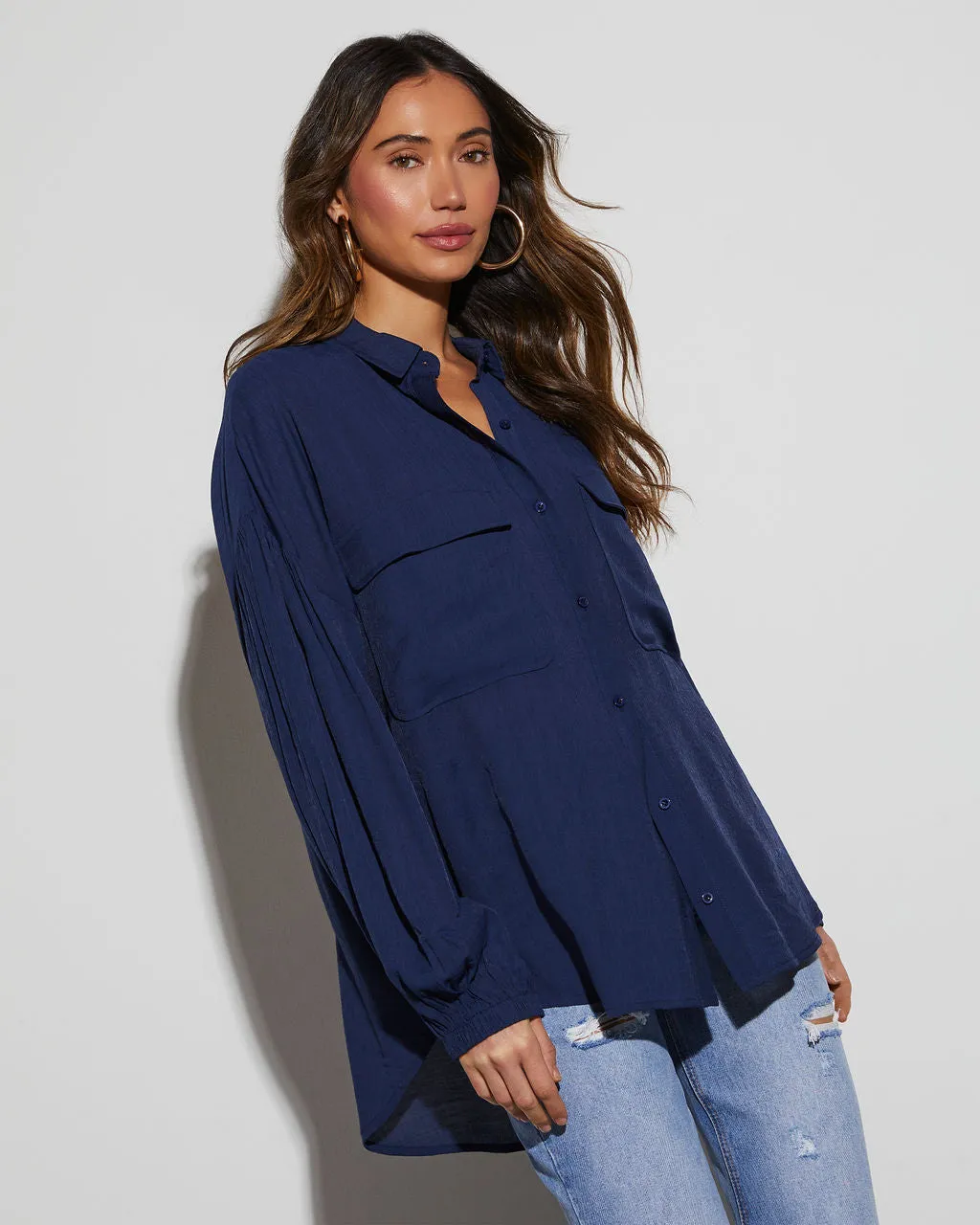 Elowen Balloon Sleeve Button Down Top