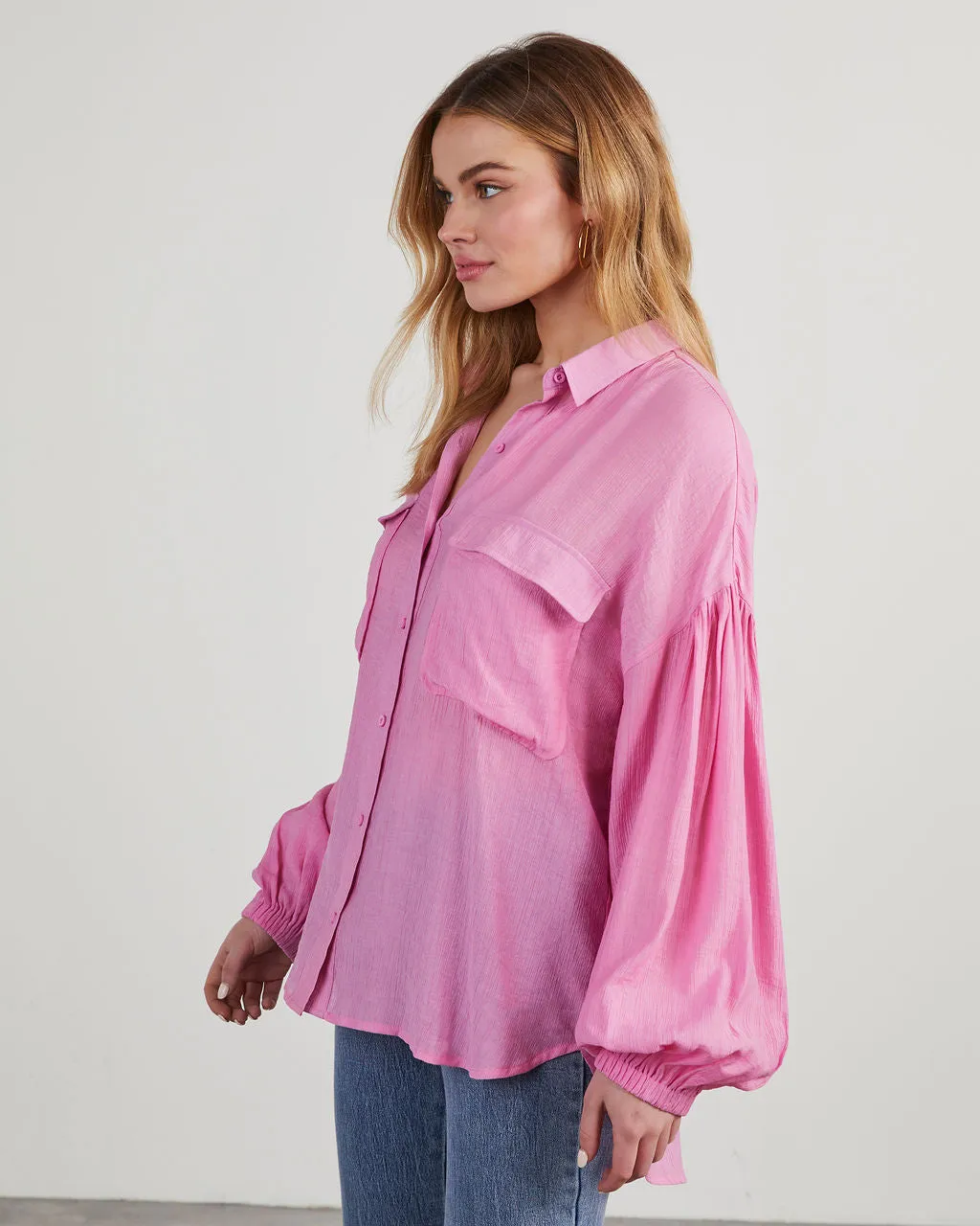 Elowen Balloon Sleeve Button Down Top