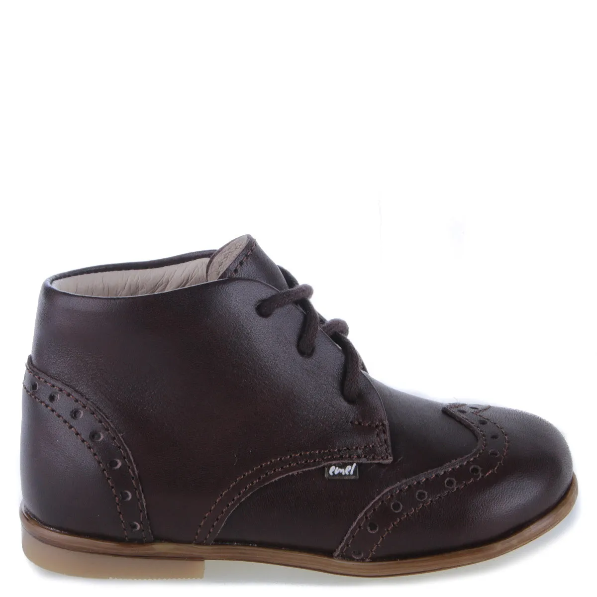 Emel Dark Brown Brouge Lace-Up Bootie