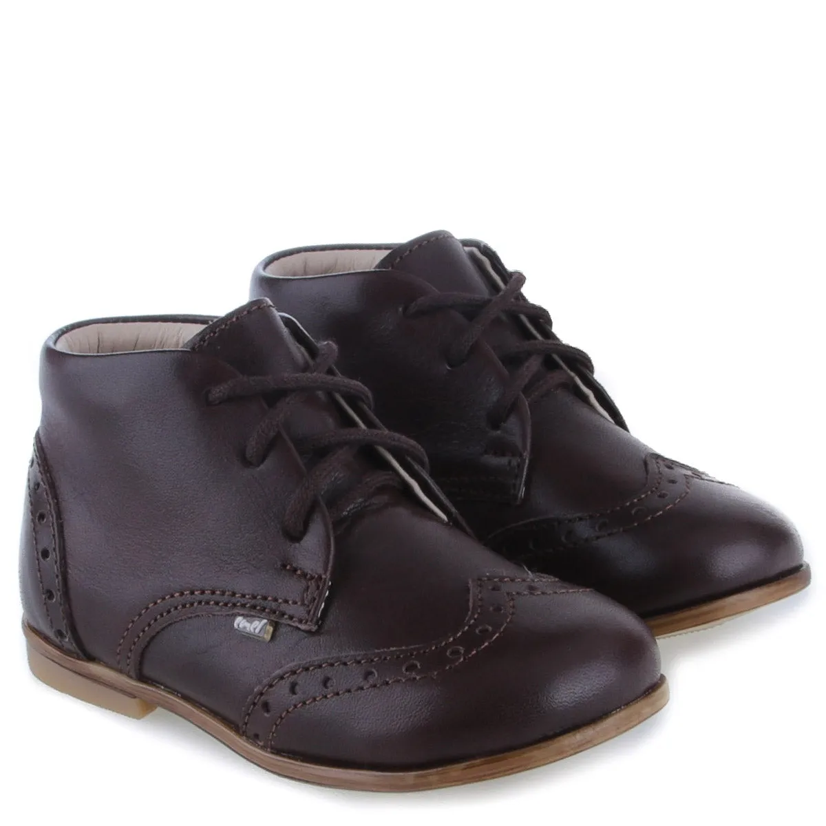 Emel Dark Brown Brouge Lace-Up Bootie