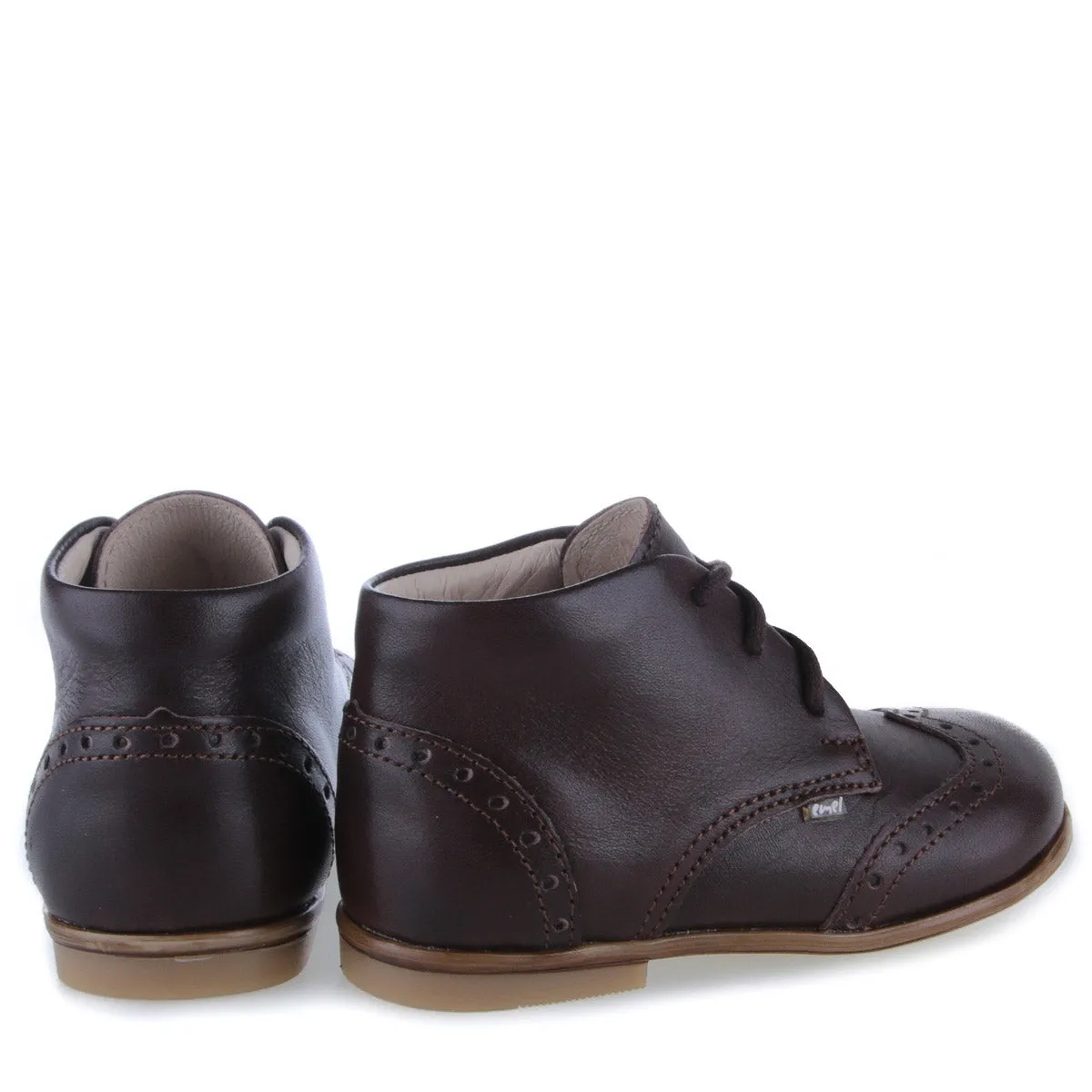 Emel Dark Brown Brouge Lace-Up Bootie
