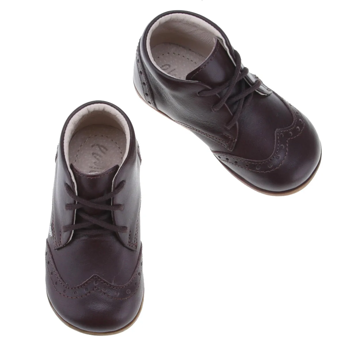 Emel Dark Brown Brouge Lace-Up Bootie