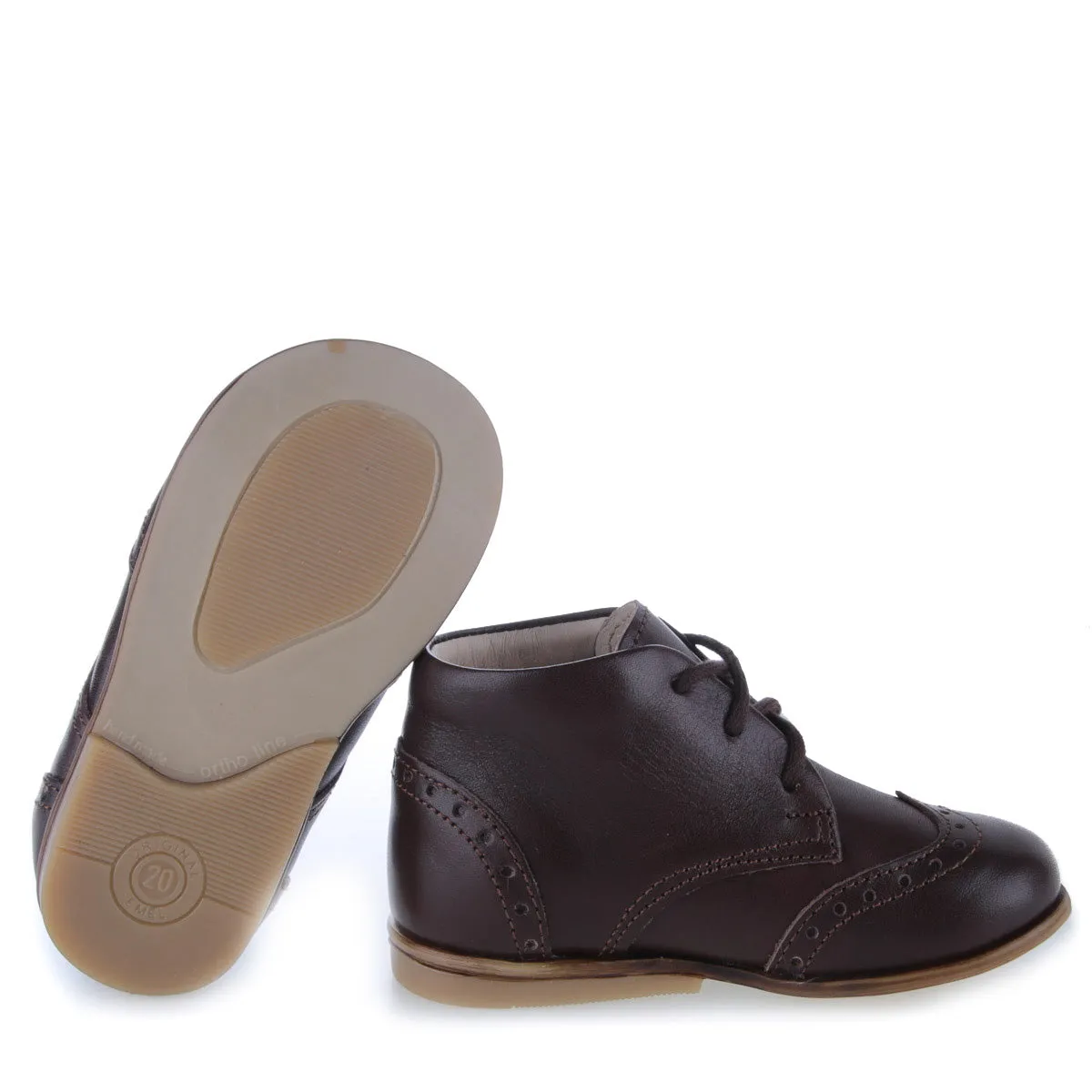 Emel Dark Brown Brouge Lace-Up Bootie