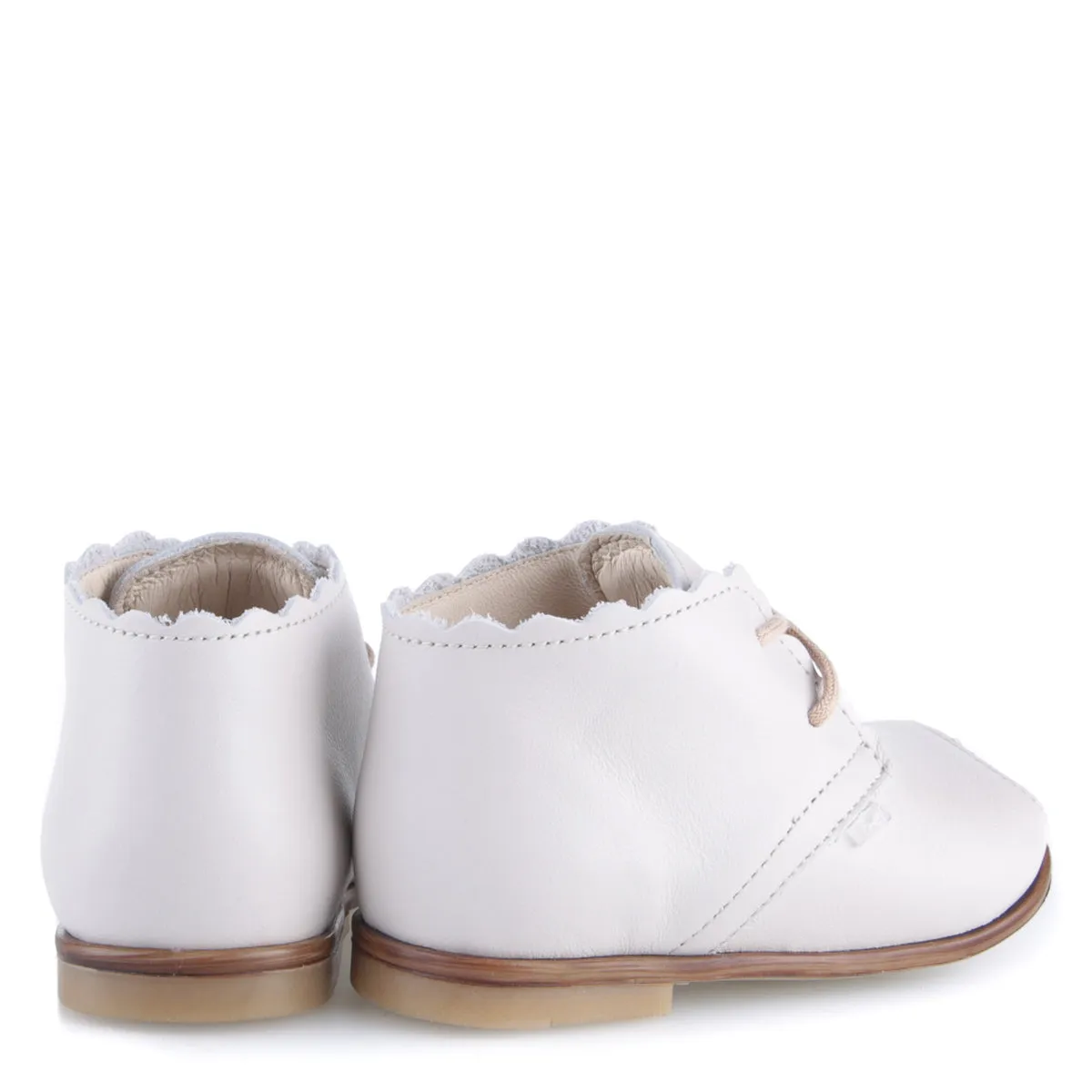Emel Off-White Lace-Up Peep Toe Bootie