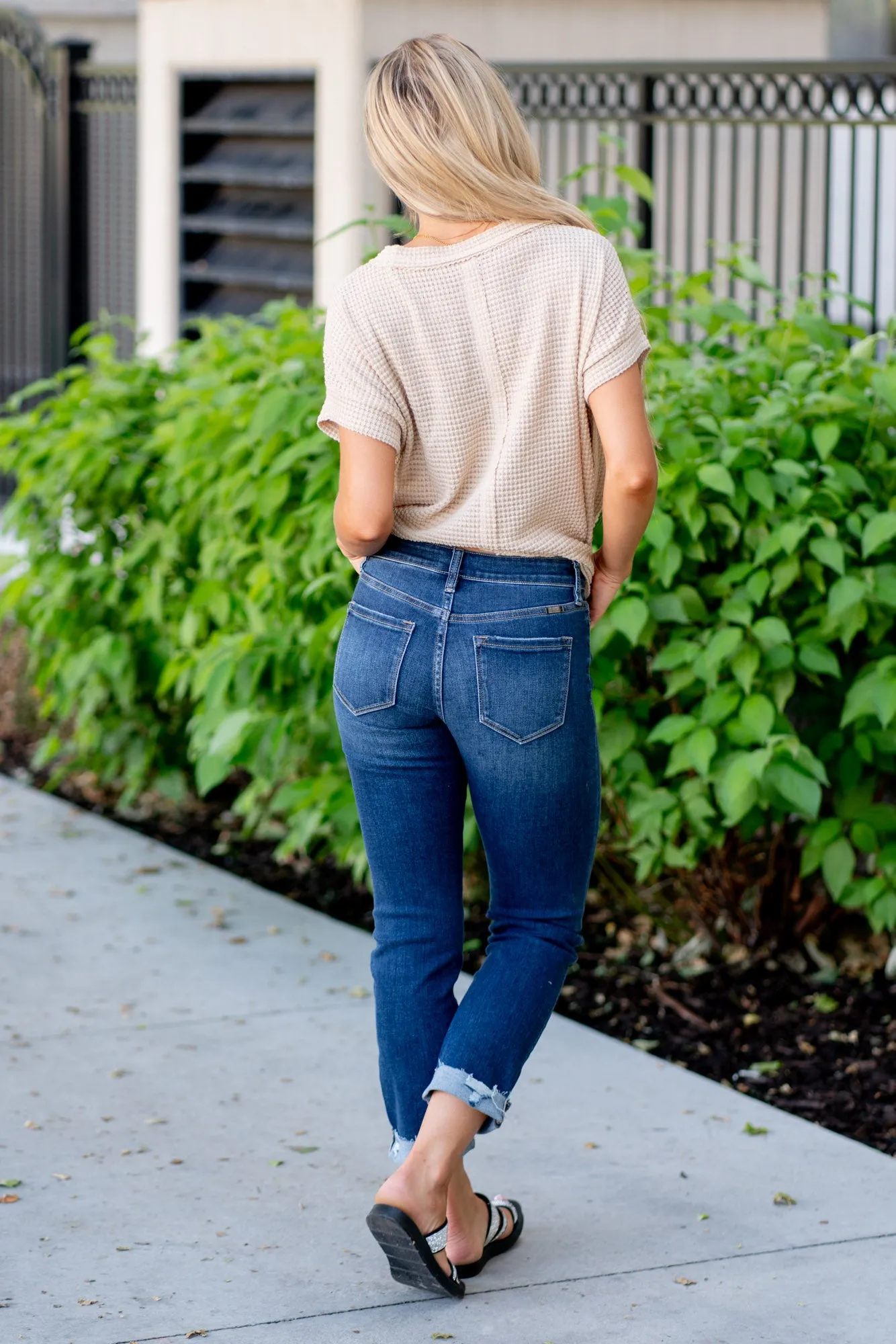 Emely Mid Rise Slim Straight Leg Jeans
