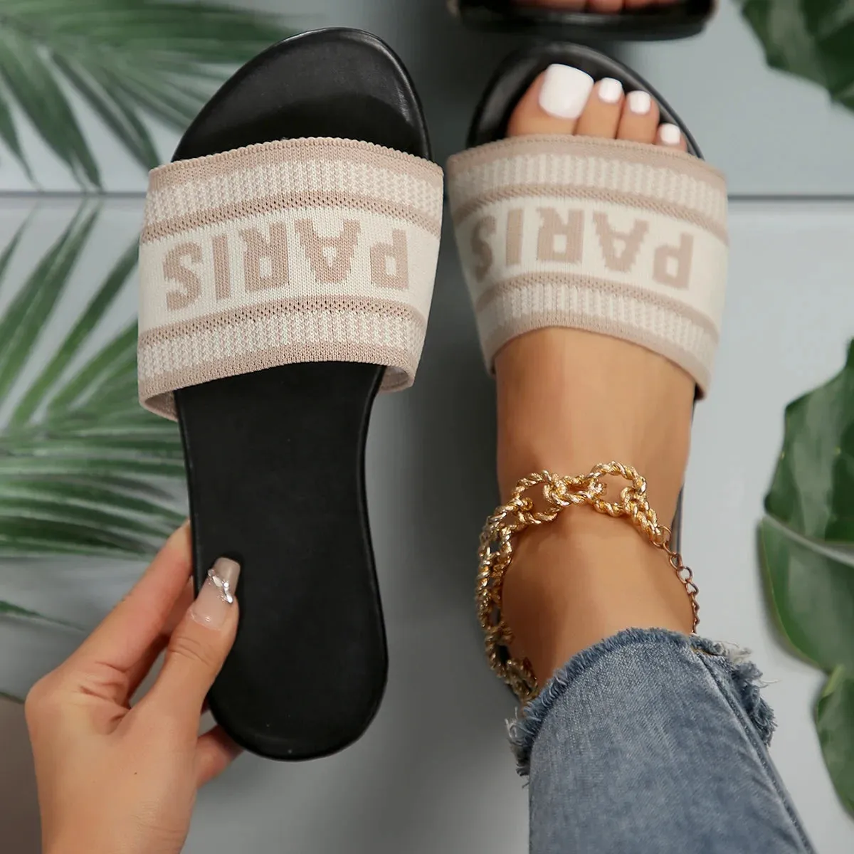 Fashionable Classic Simplicity Sandals Women'S New 2024 Slippers Cloth Cover