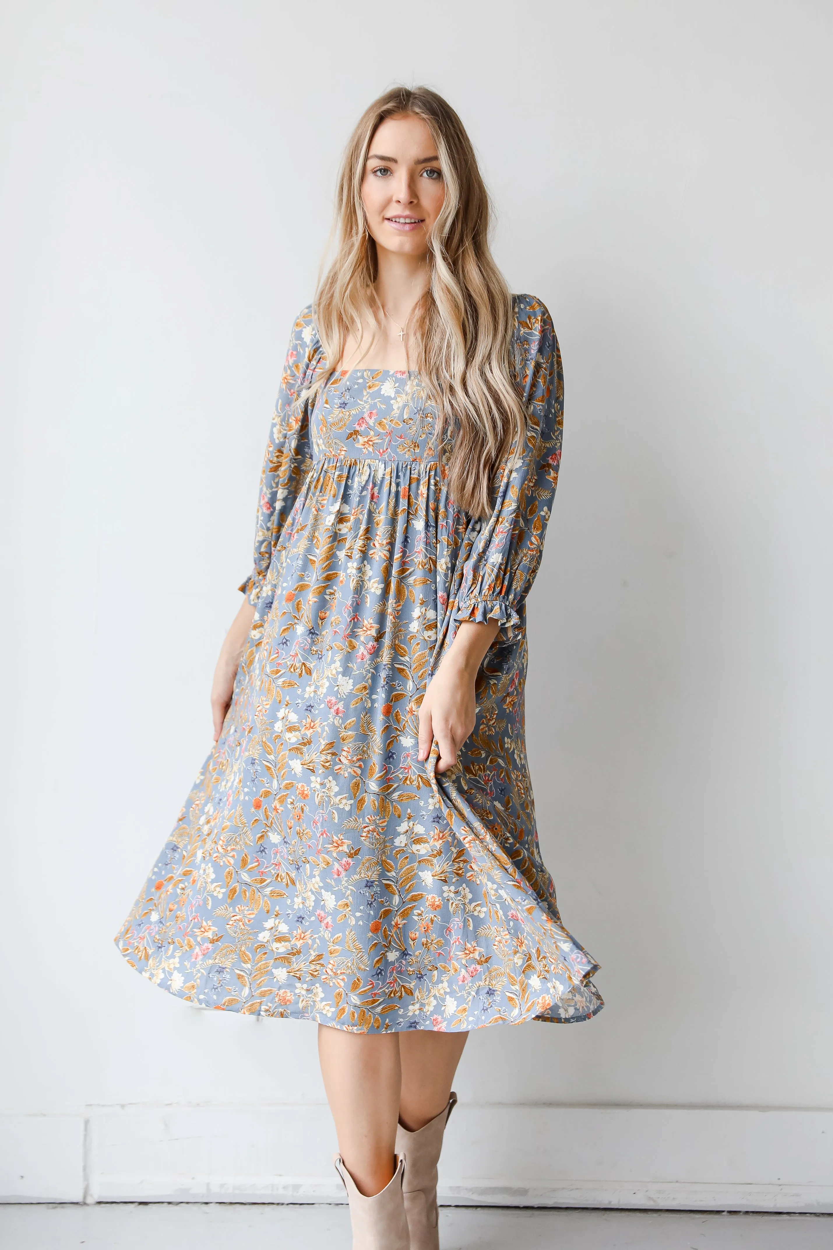 FINAL SALE - Spectacular Feelings Floral Midi Dress