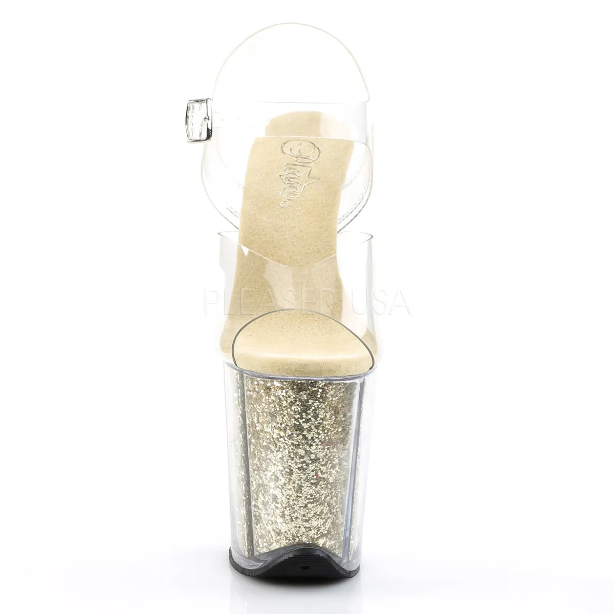 FLAMINGO-808G  Clear/Gold Glitter