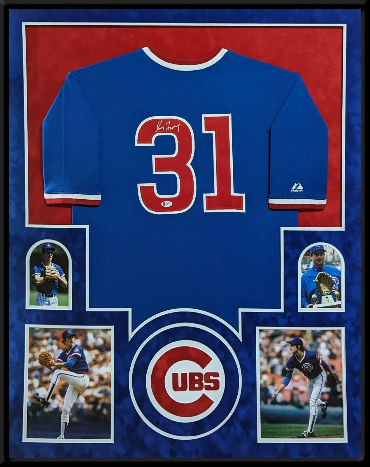FRAMED CHICAGO CUBS GREG MADDUX AUTOGRAPHED SIGNED JERSEY BECKETT COA
