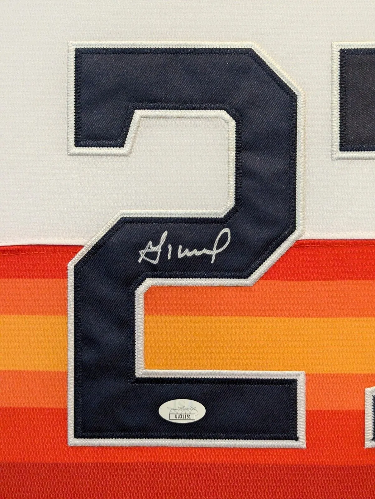 FRAMED IN SUEDE HOUSTON ASTROS JOSE ALTUVE AUTOGRAPHED SIGNED JERSEY JSA COA