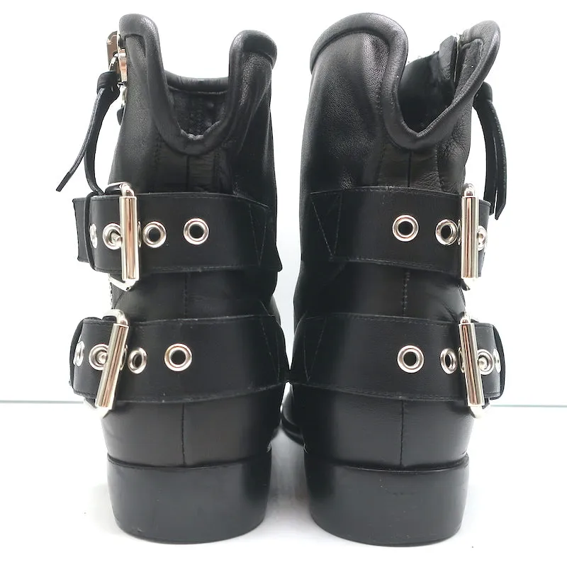 Giuseppe Zanotti Zipper Moto Boots Black Leather Size 39 Flat Ankle Boots