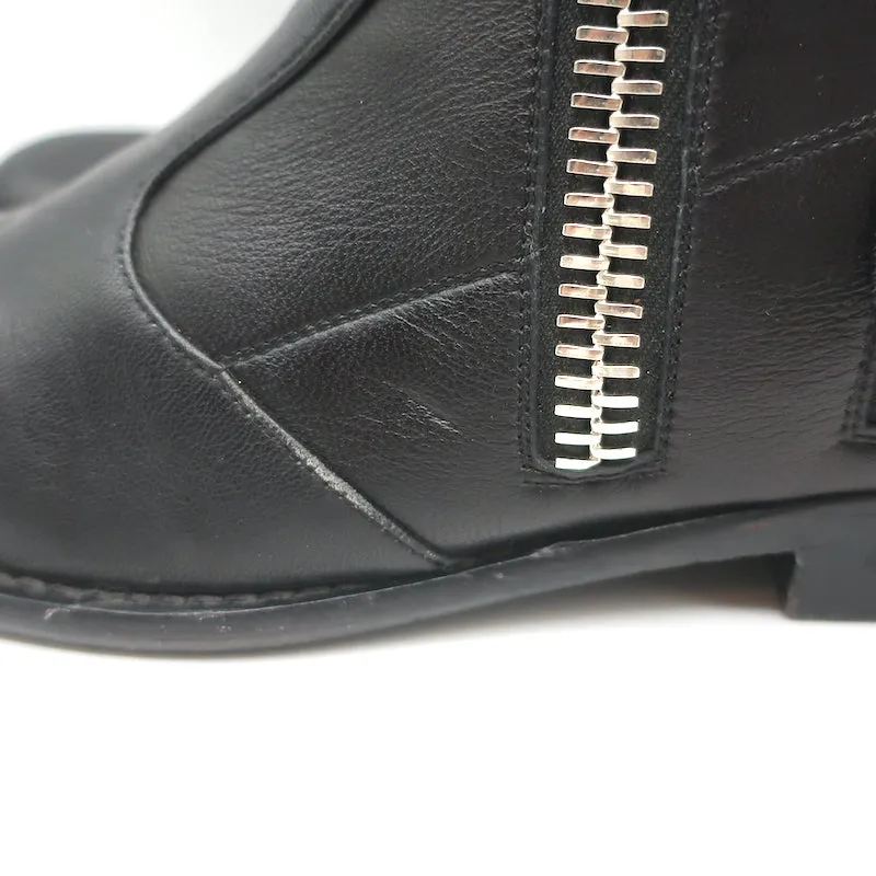 Giuseppe Zanotti Zipper Moto Boots Black Leather Size 39 Flat Ankle Boots