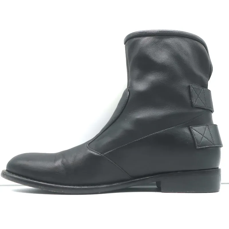 Giuseppe Zanotti Zipper Moto Boots Black Leather Size 39 Flat Ankle Boots