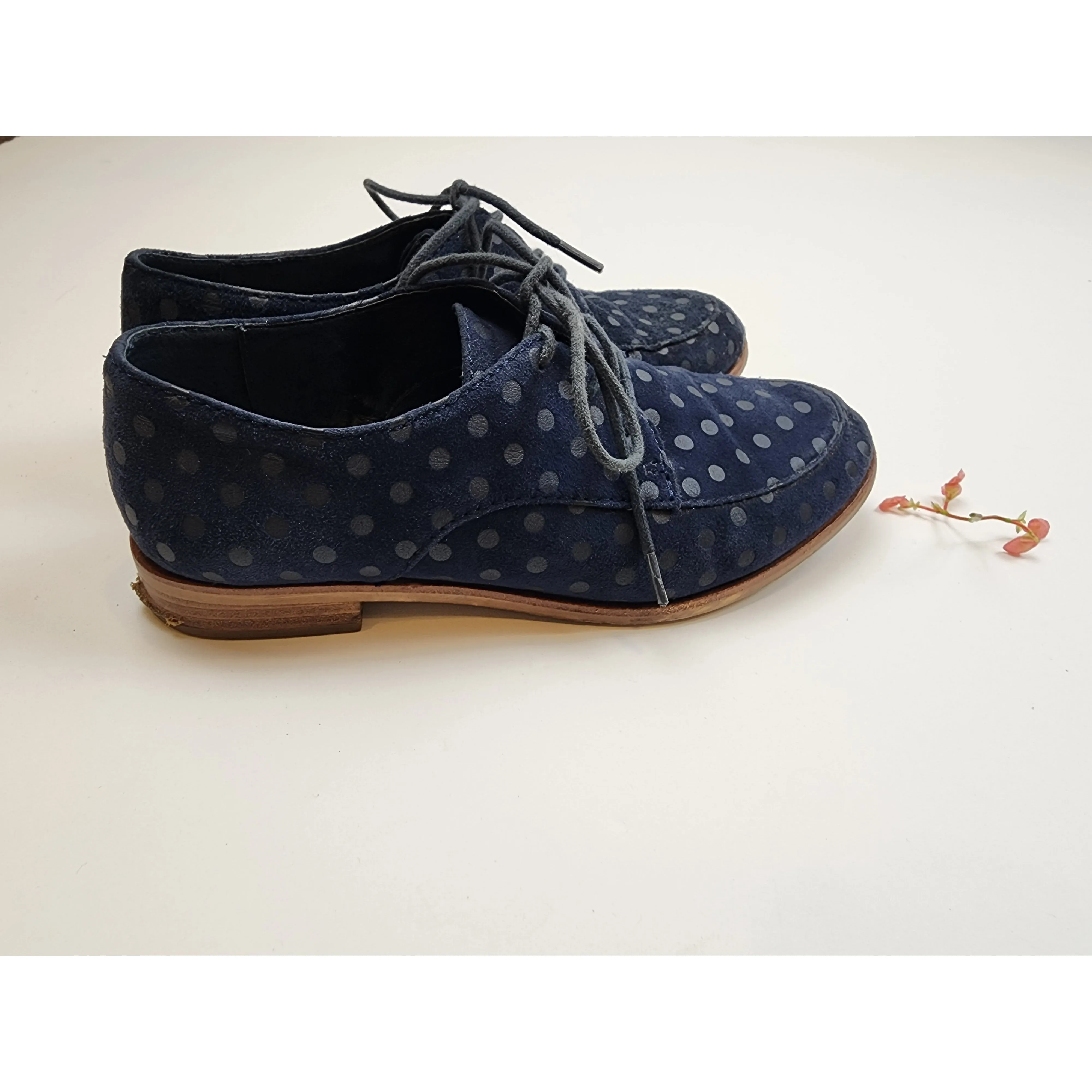 Gorman black suede leather lace up shoes with black polka dots size 37