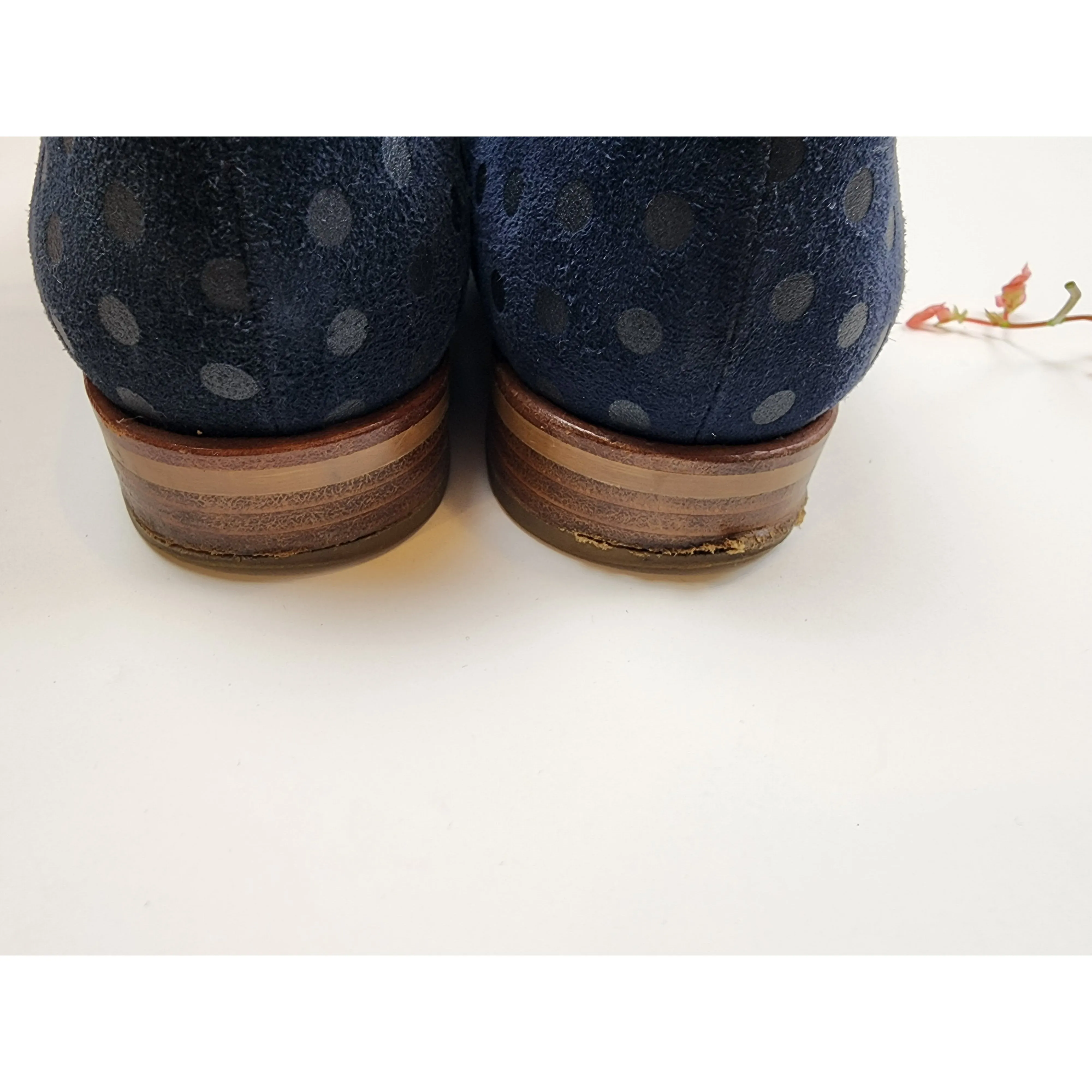 Gorman black suede leather lace up shoes with black polka dots size 37