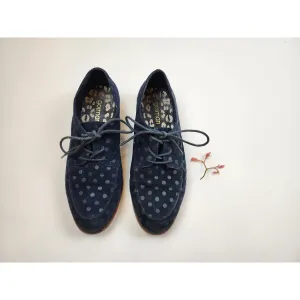 Gorman black suede leather lace up shoes with black polka dots size 37
