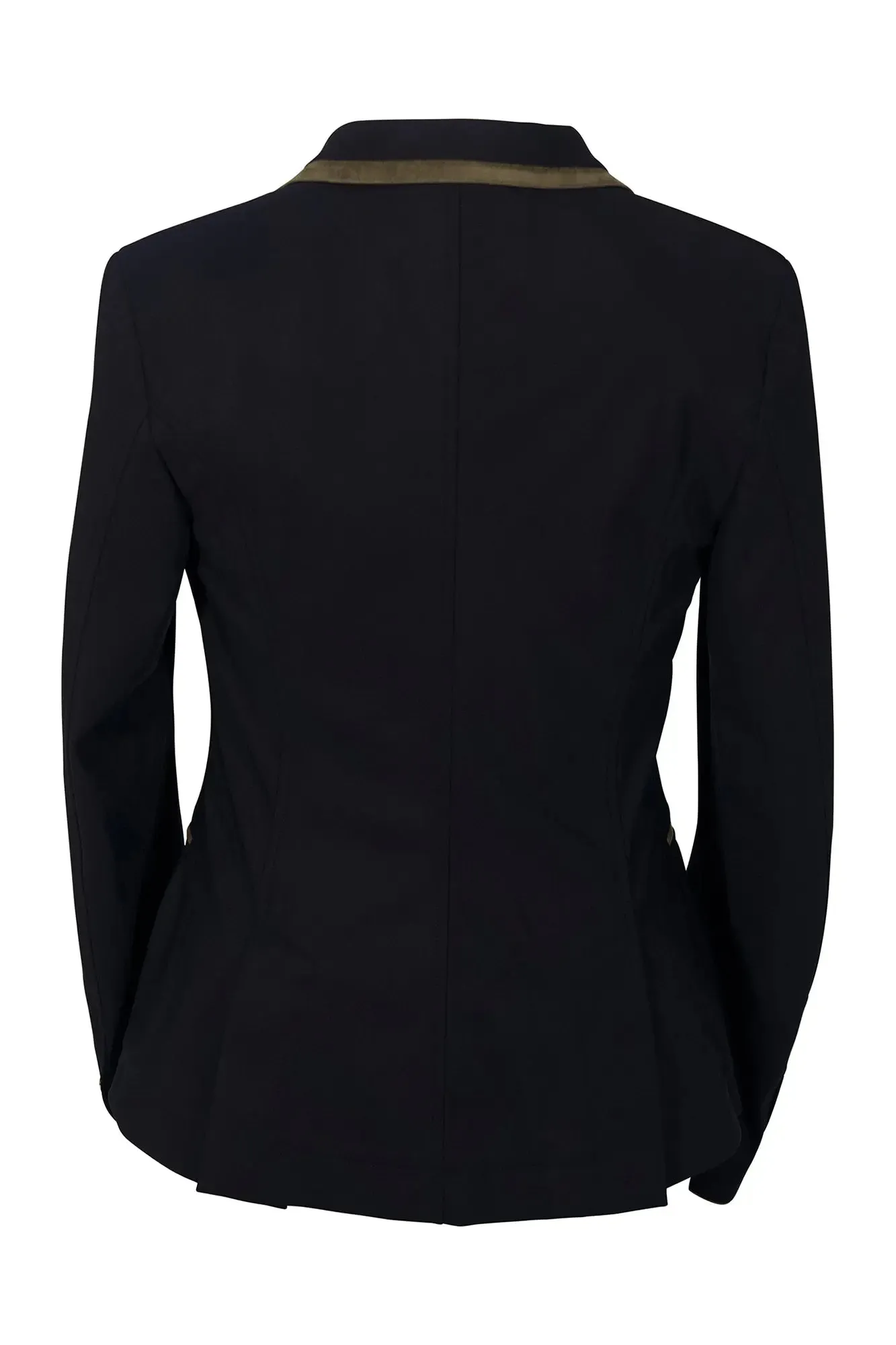 Grand Prix Saltare Premio 4 Button Riding Show Coat, Black with Moss Green