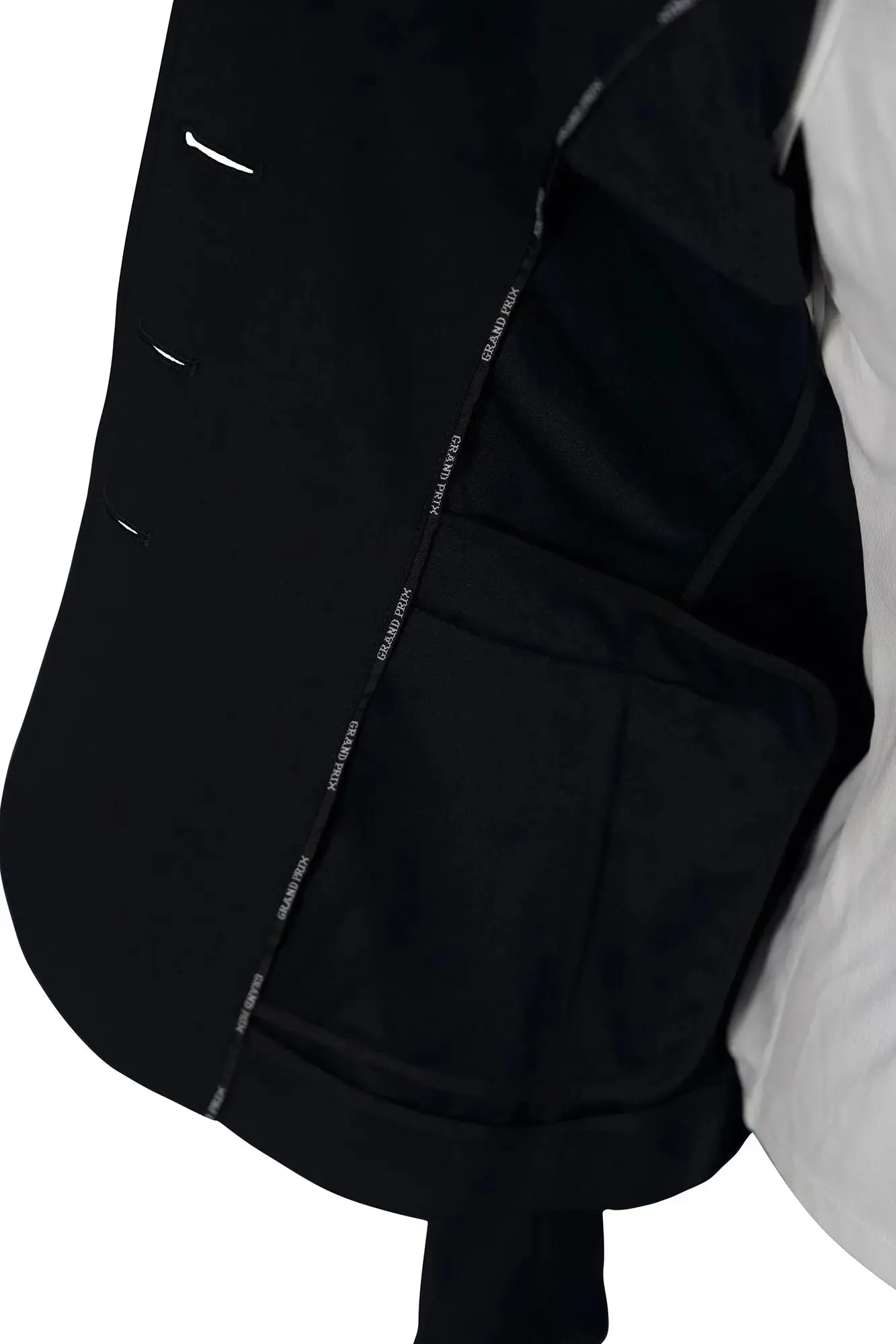 Grand Prix Saltare Premio 4 Button Riding Show Coat, Black with Moss Green
