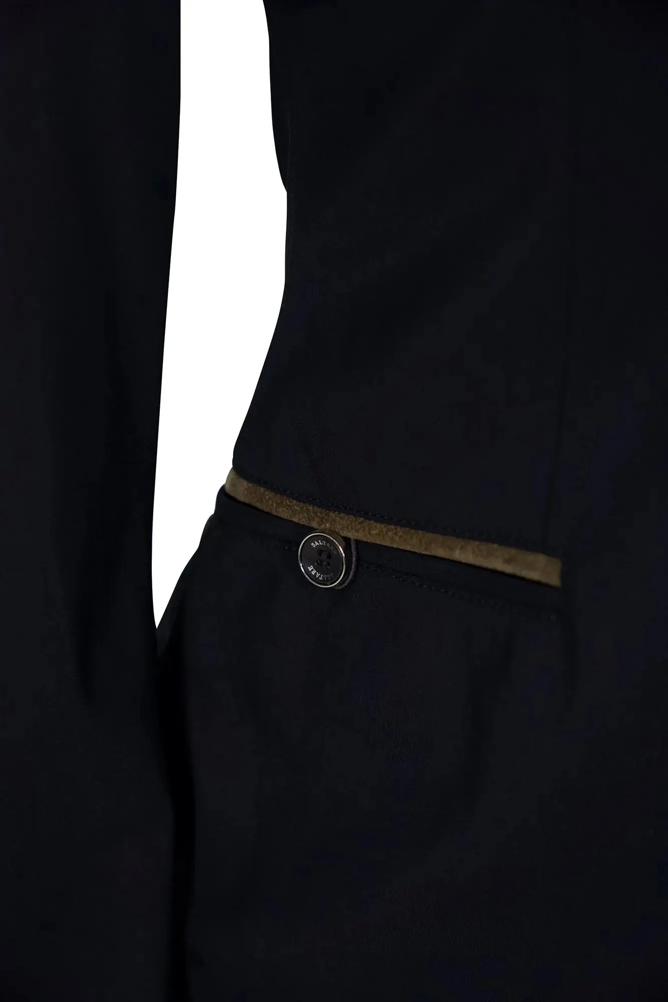 Grand Prix Saltare Premio 4 Button Riding Show Coat, Black with Moss Green