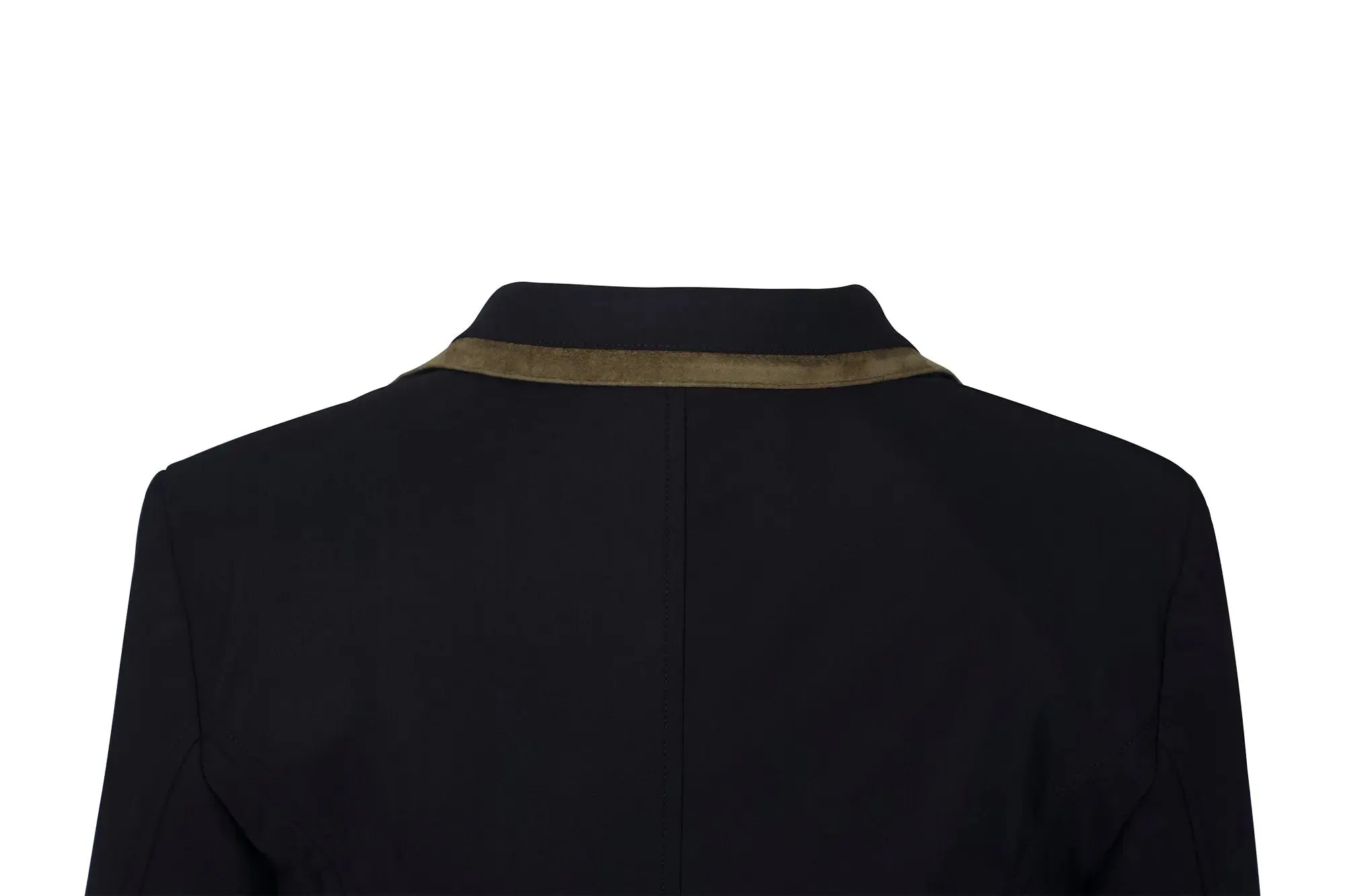 Grand Prix Saltare Premio 4 Button Riding Show Coat, Black with Moss Green