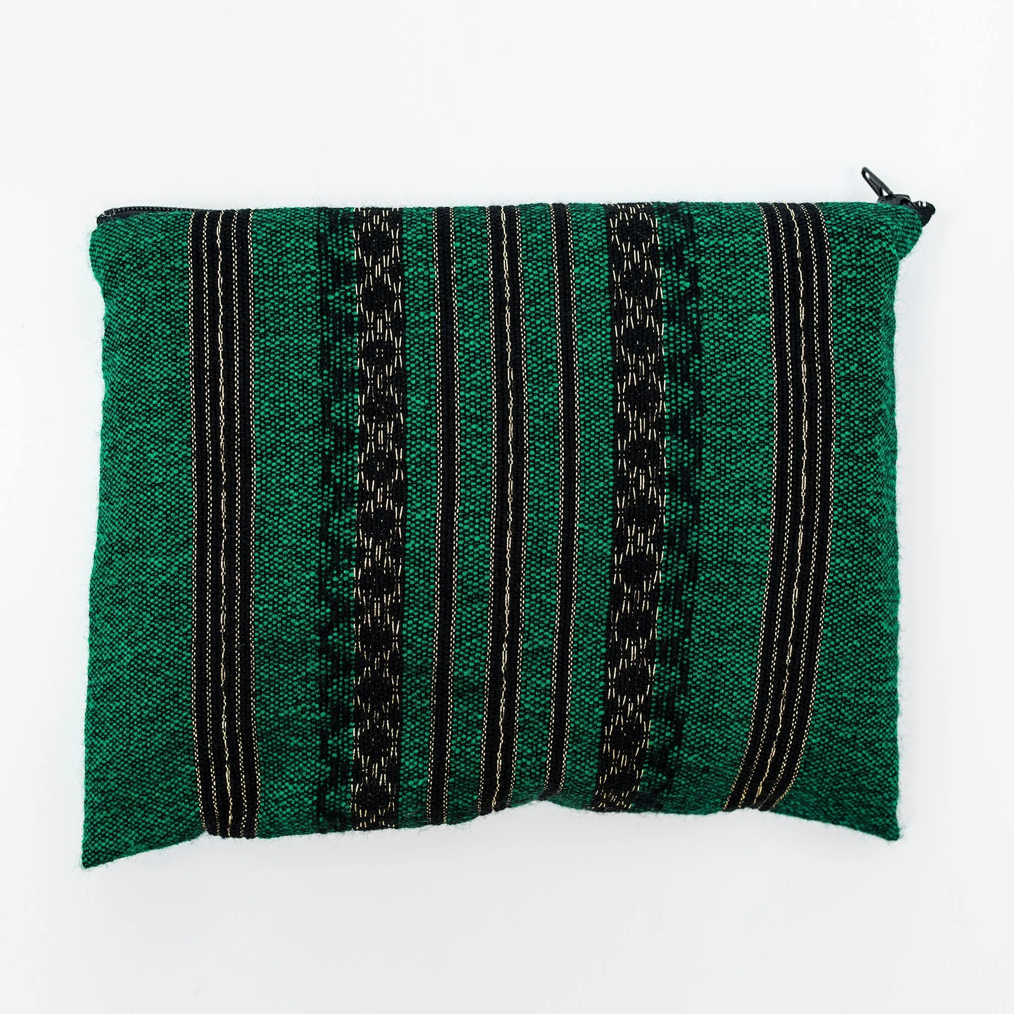 Hagar - Wool Tallit - Black and Gold Design on Green
