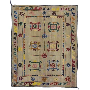 Hand-Woven Afghan Suzani Wall Hanging Tribal Wool (Size 4.10 X 6.6) Brrsf-1398