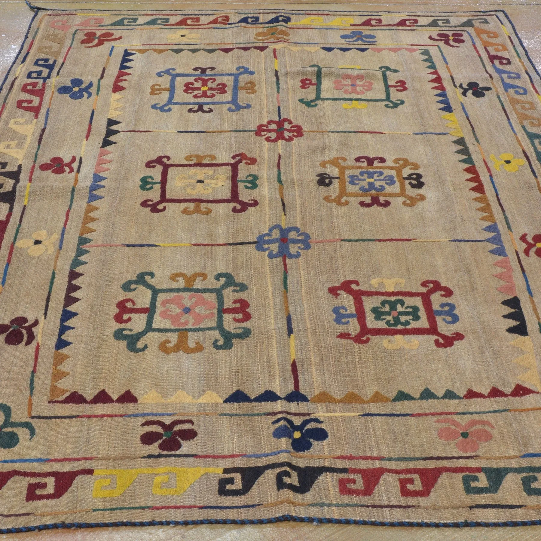 Hand-Woven Afghan Suzani Wall Hanging Tribal Wool (Size 4.10 X 6.6) Brrsf-1398