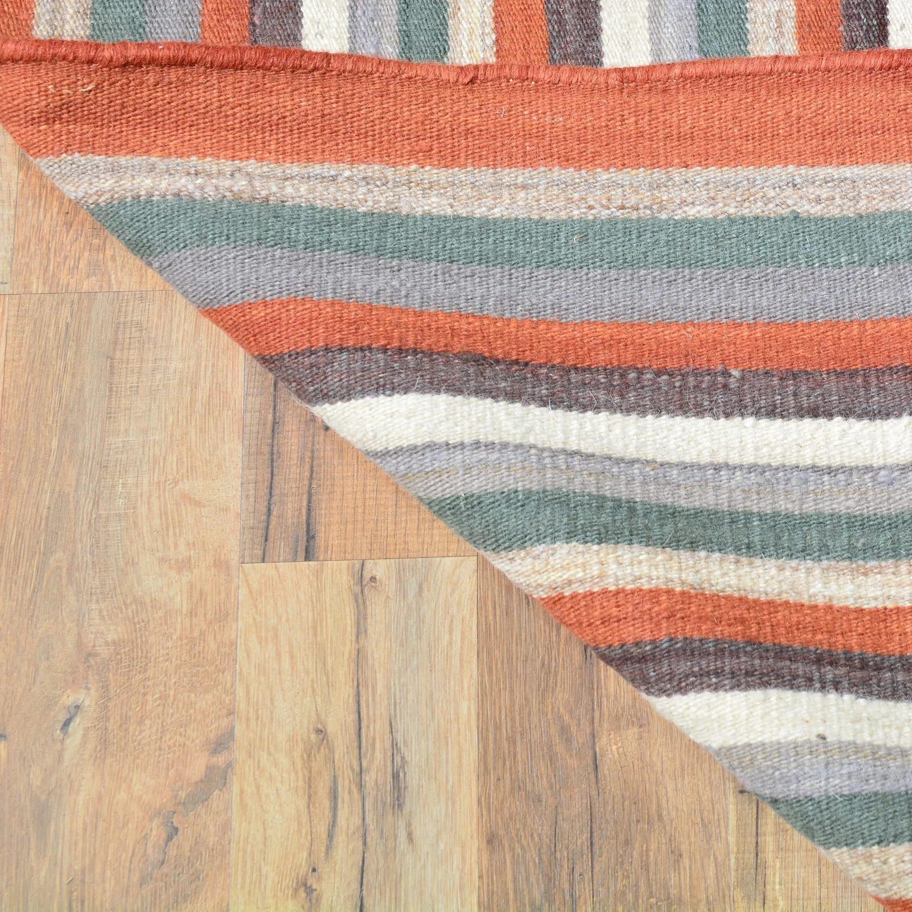 Hand-Woven Fine Flatweave Reversible Striped Design Kilim Rug (Size 4.1 X 6.1) Brral-3591