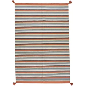 Hand-Woven Fine Flatweave Reversible Striped Design Kilim Rug (Size 4.1 X 6.1) Brral-3591