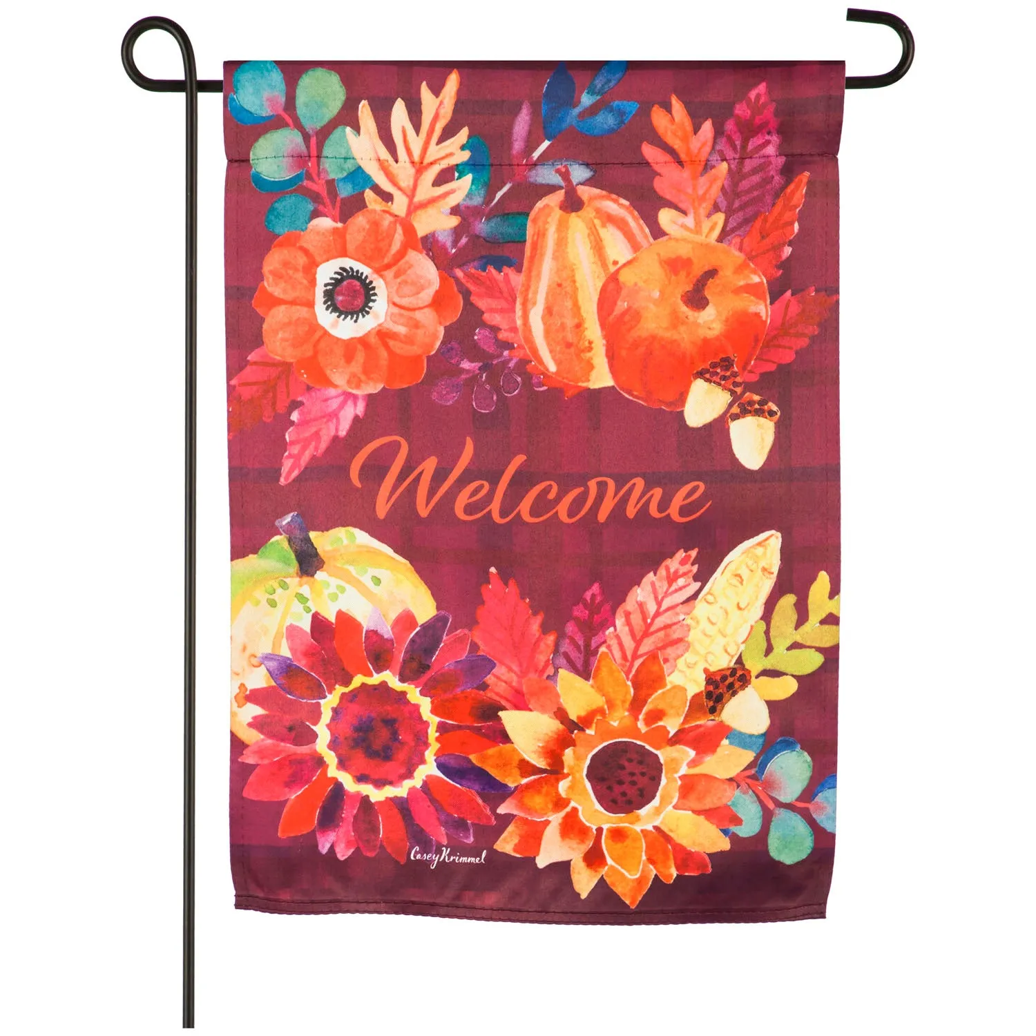 Harvest Floral Welcome Garden Suede Flag,14s9320