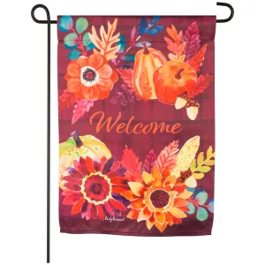 Harvest Floral Welcome Garden Suede Flag,14s9320