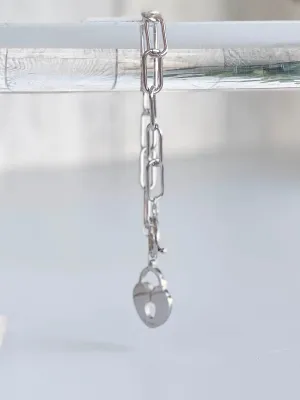 Heart Lock Charm Bracelet Stainless Steel Link Chain, Stainless Steel