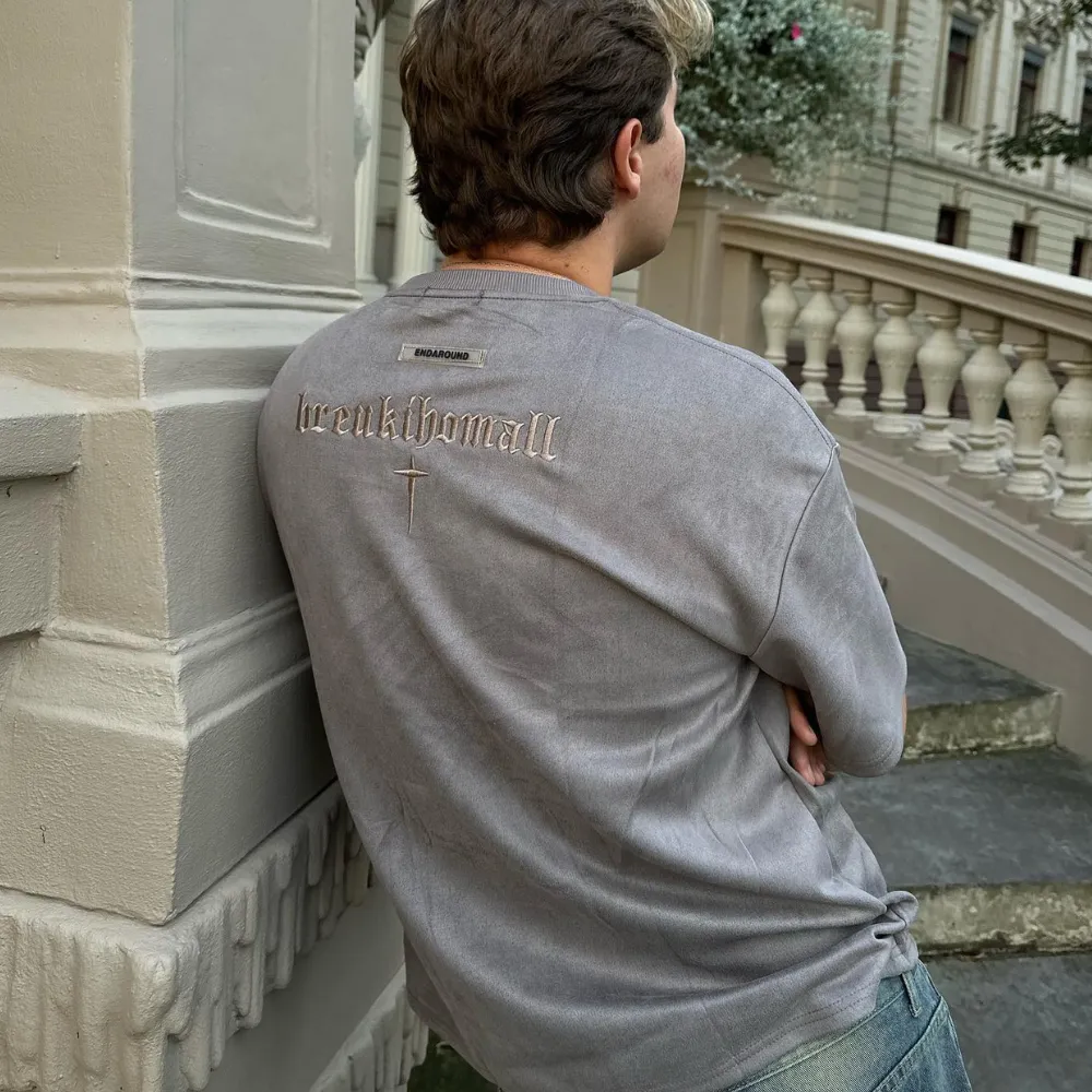 Hip Hop Letter Embroidery Suede T-shirt