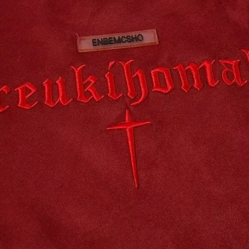 Hip Hop Letter Embroidery Suede T-shirt