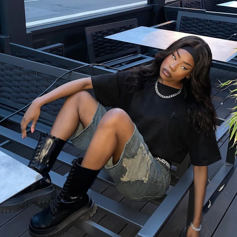 Hip Hop Letter Embroidery Suede T-shirt