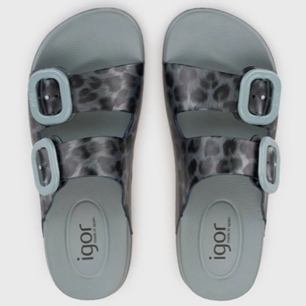 Igor Habana Sliders Green Leopard Print S10336