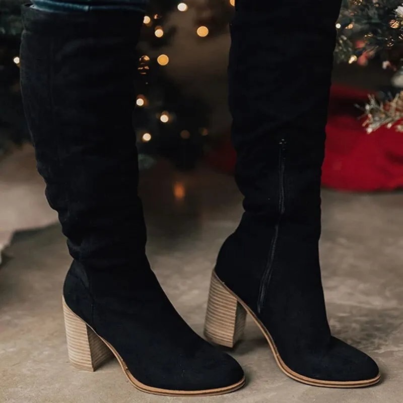 Jamie - Freizeit-Kniehohe Stiefel mit Reißverschluss