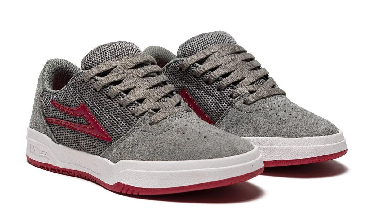 LAKAI Kid's Brighton Grey/Red Suede