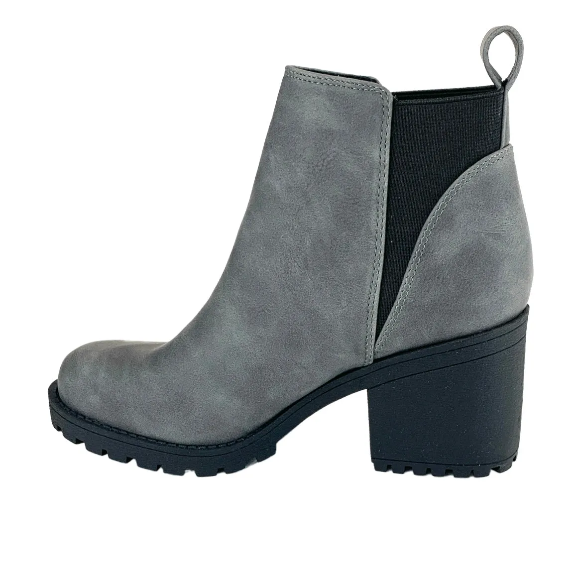LIDO Women's Booties Block Heel Lug Sole Ankle Boots