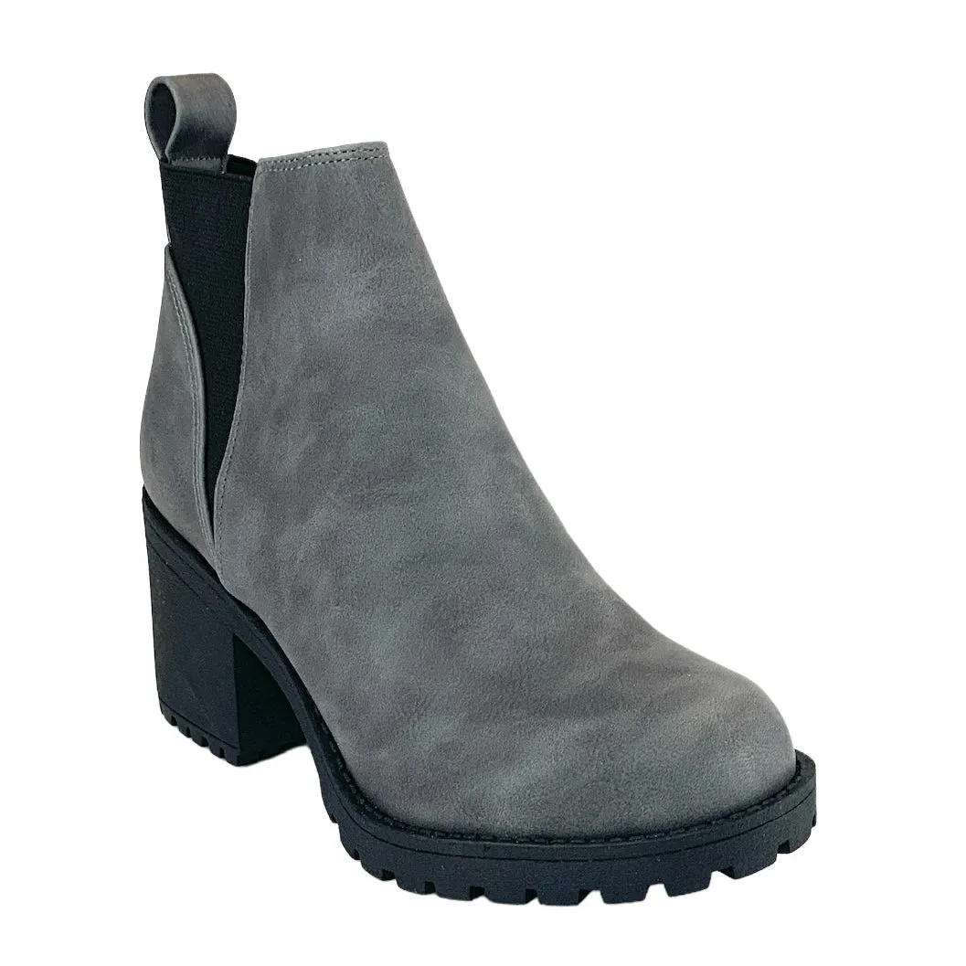 LIDO Women's Booties Block Heel Lug Sole Ankle Boots