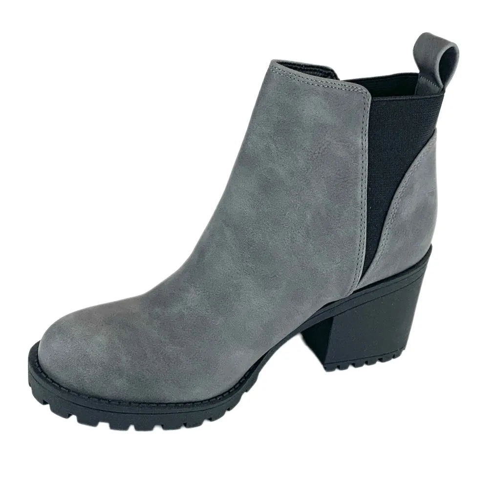 LIDO Women's Booties Block Heel Lug Sole Ankle Boots