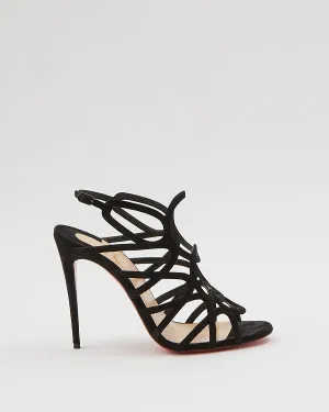 Louboutin Black Suede Cut Out Sandal Heel - 38