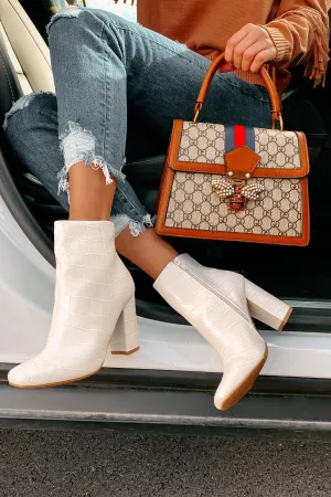Making An Appearance Faux Croc Booties (Ivory Croc)