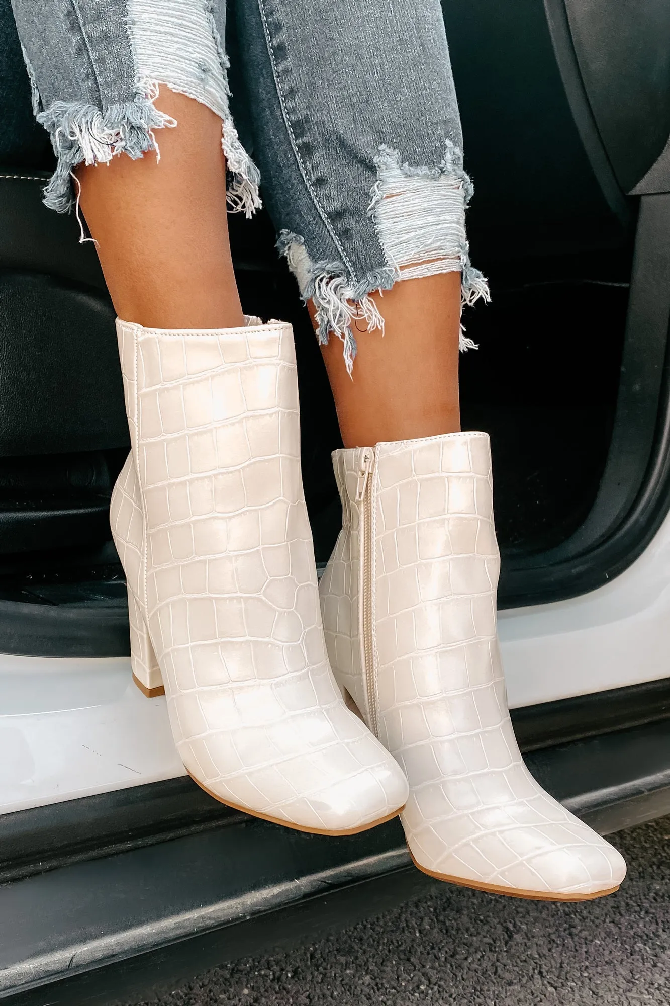 Making An Appearance Faux Croc Booties (Ivory Croc)