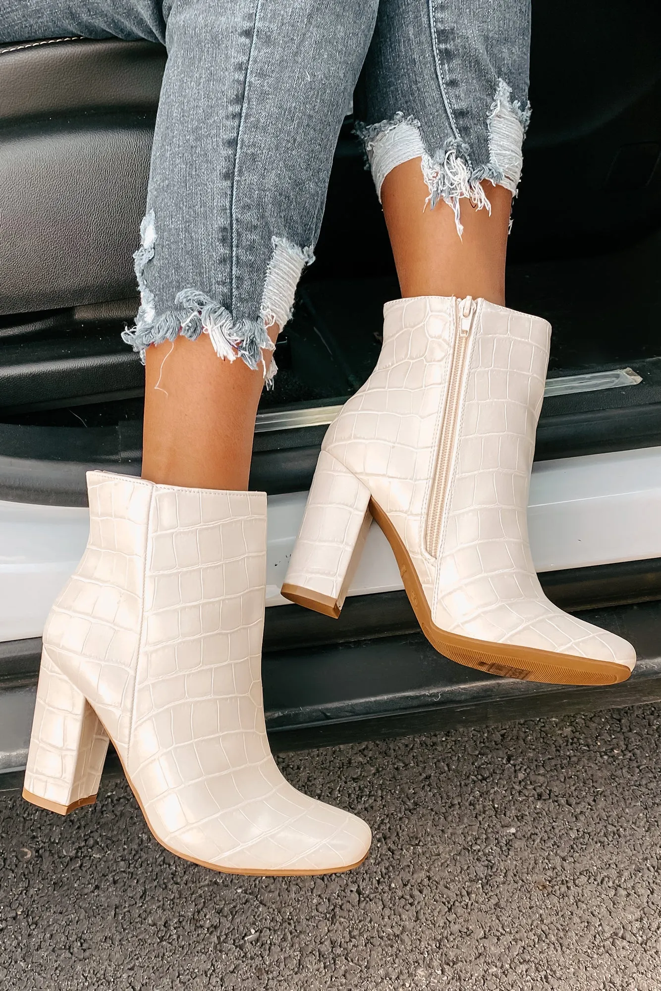 Making An Appearance Faux Croc Booties (Ivory Croc)