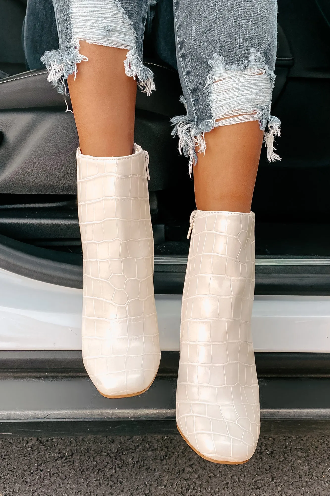 Making An Appearance Faux Croc Booties (Ivory Croc)